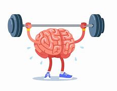 Drawing of a brain lifting weights